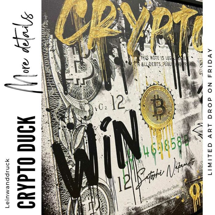 Ein Wandbild zum Thema Crypto Currency, Bitcoin und Dagobert Duck in der Detaildarstellung